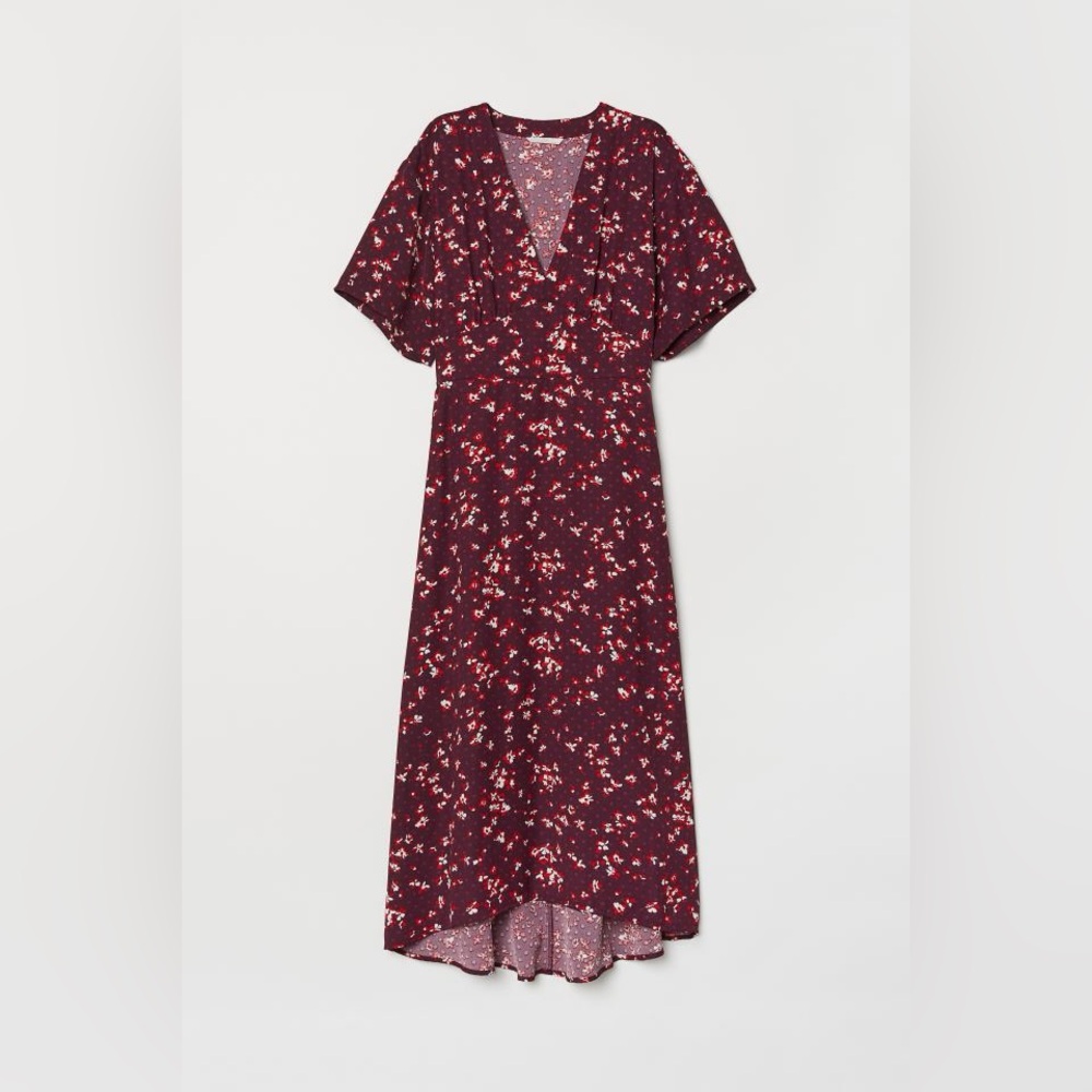 H&M Burgundy Floral Dress- Size 0